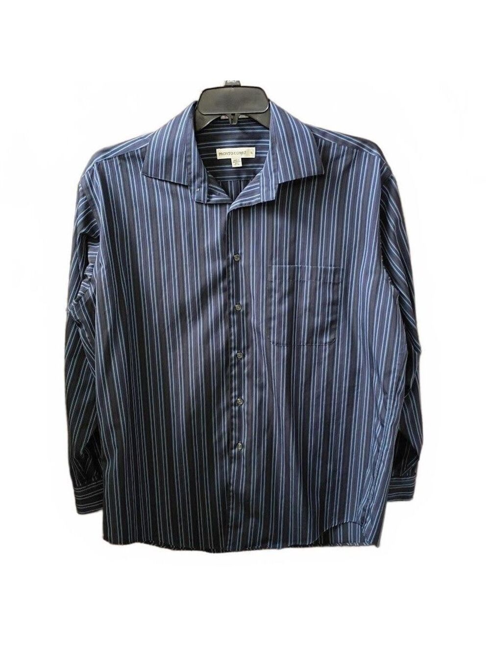 Pronto Uomo Men's Striped Long Sleeve Dress Shirt Size L